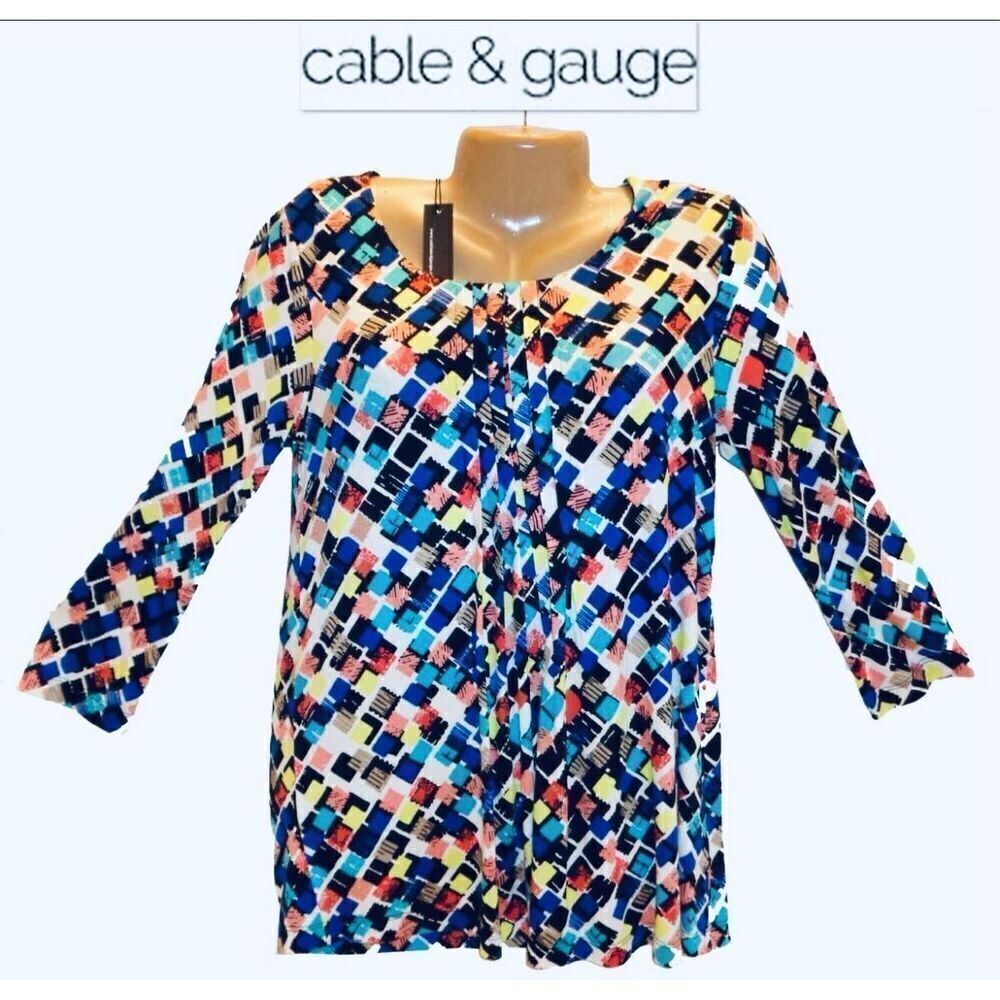 NWT Gorgeous cable & gauge Black, White,Pink Long Sleeve Printed Stretchy Blouse